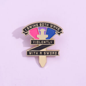 Pin épée et cœur aux couleurs bisexuelles