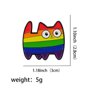 Dimensions du pin chat arc-en-ciel Pride