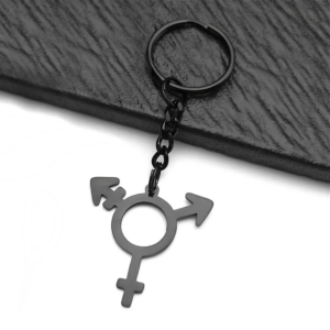 Porte-clés symbole trans noir à anneau