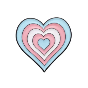 Pin cœur concentrique bleu rose blanc aux couleurs trans