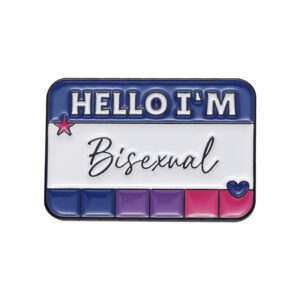 Pin émaillé Hello I’m Bisexual bleu violet et rose