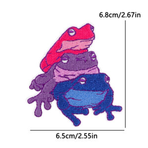 Écusson de trois grenouilles aux couleurs bisexuelles