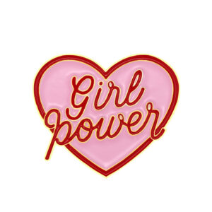 Pin cœur rose Girl Power en métal émaillé