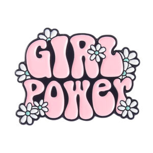 Pin floral Girl Power rose et noir