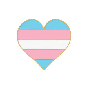 Pin cœur bleu rose blanc aux couleurs trans