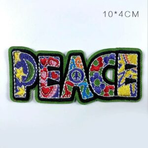 Écusson PEACE bohème à bord vert de 10 cm