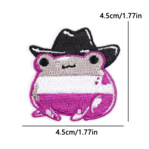Écusson grenouille cowboy aux couleurs asexuelles