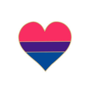 Pin cœur rose violet bleu aux couleurs bisexuelles