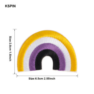 Écusson arc non binaire jaune blanc violet et noir