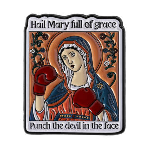Pin Hail Mary avec gants de boxe rouges