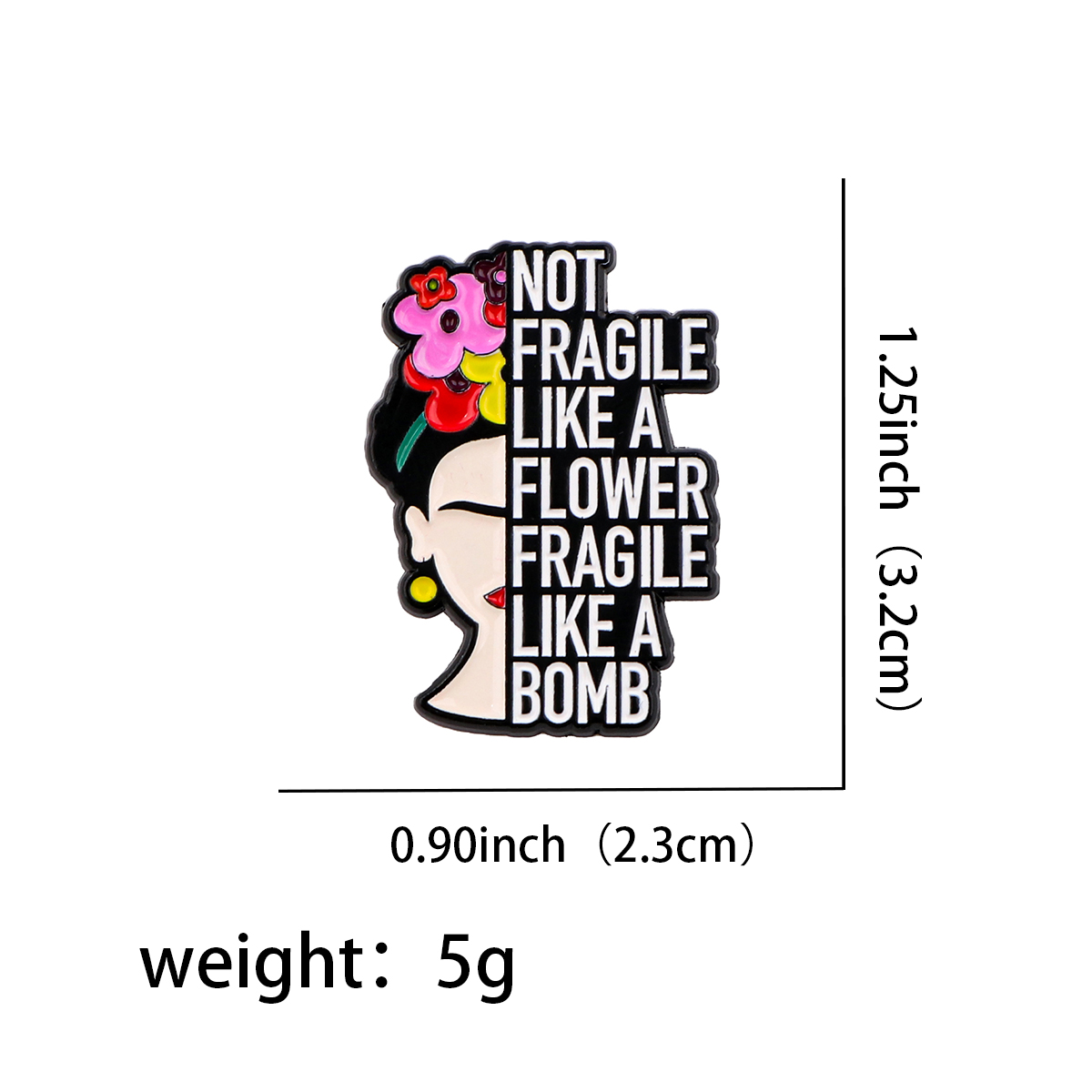 Dimensions du pin Frida 3,2 par 2,3 cm