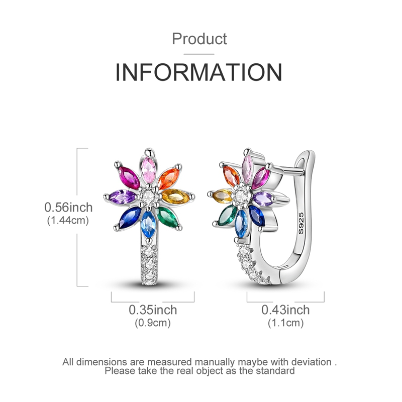 Dimensions des créoles fleurs multicolores