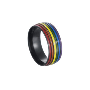 Bague arc-en-ciel noire vue de face