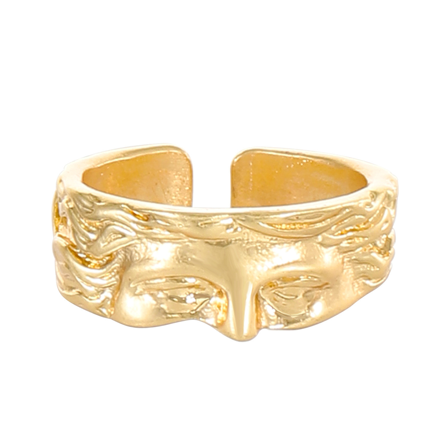 Vue frontale de la bague Vénus dorée