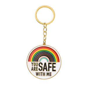 Porte-clés You Are Safe With Me arc-en-ciel