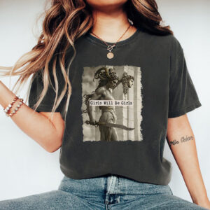 T-shirt noir vintage Girls Will Be Girls porté