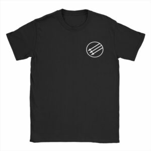T-shirt noir minimaliste avec emblème antifasciste aux trois flèches