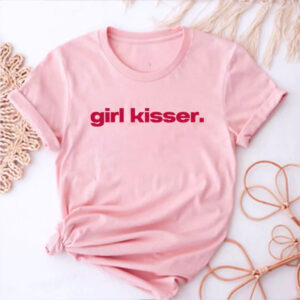 T-shirt lesbien rose avec inscription girl kisser