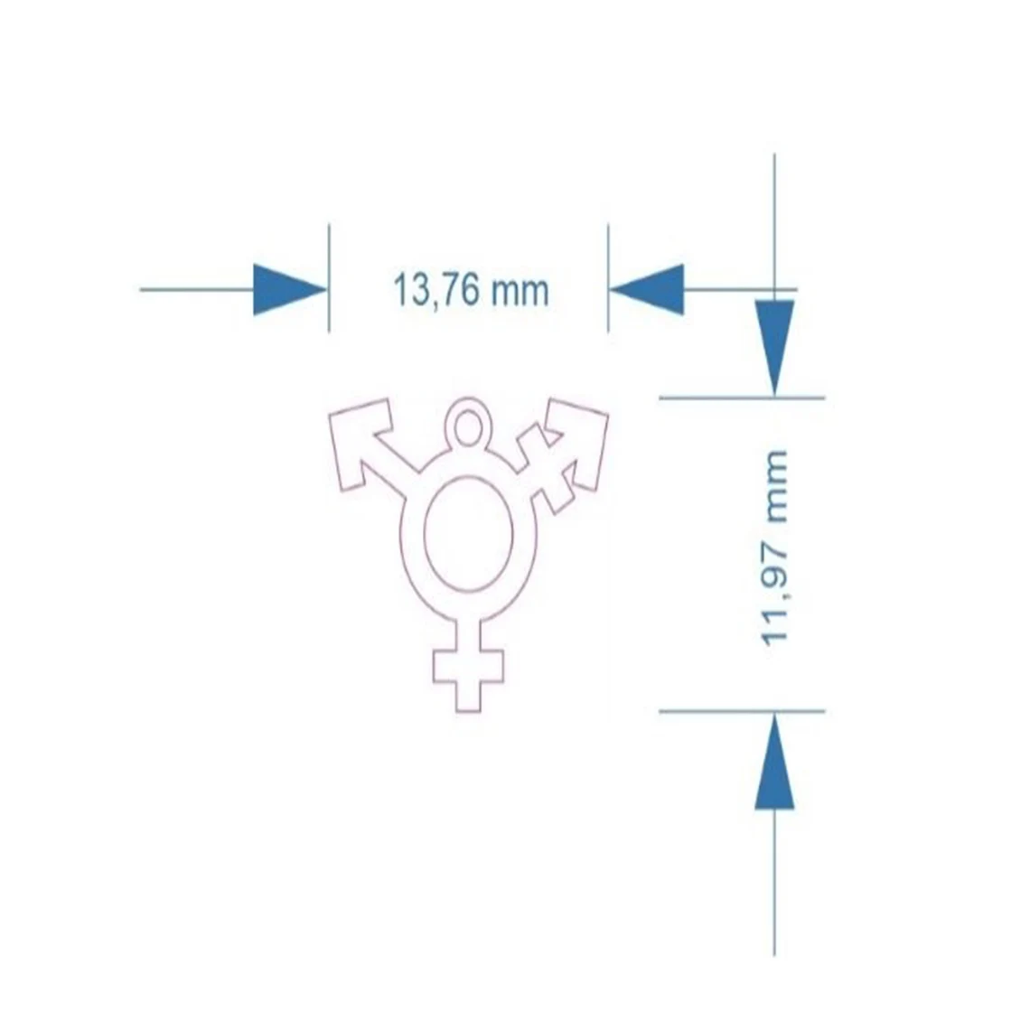 Dimensions du pendentif trans 13,76 par 11,97 mm